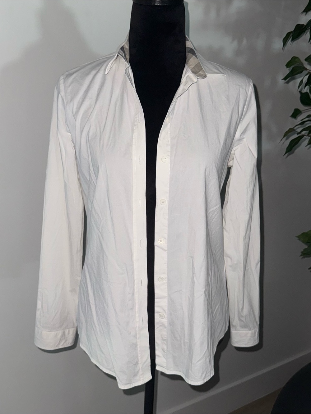 Burberry Brit Woman’s Dress Shirt 100% Cotton White Long Sleeve M